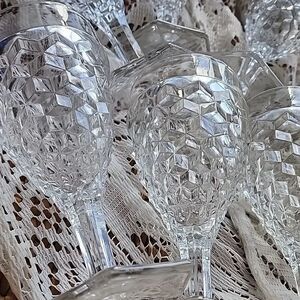 6 Fostoria Vintage Set Of Fostoria Glasses Cubist Hexagon Footed